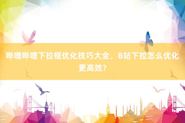 哔哩哔哩下拉框优化技巧大全，B站下拉怎么优化更高效？