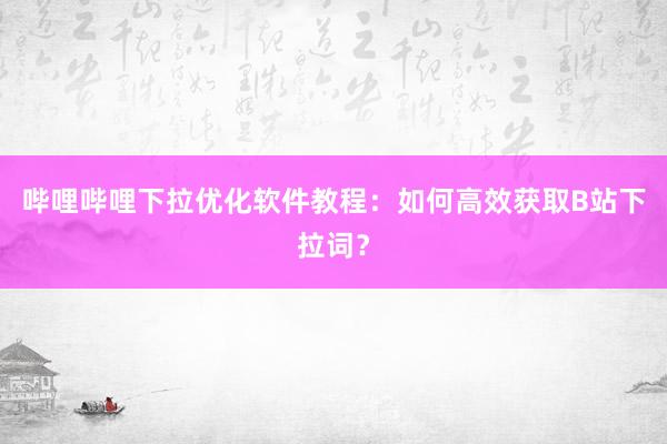 哔哩哔哩下拉优化软件教程：如何高效获取B站下拉词？