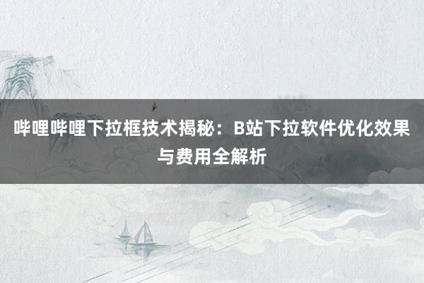 哔哩哔哩下拉框技术揭秘：B站下拉软件优化效果与费用全解析