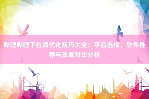 哔哩哔哩下拉词优化技巧大全：平台选择、软件推荐与效果对比分析