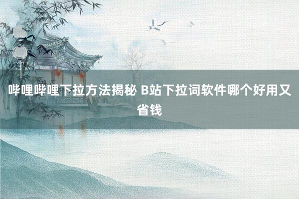 哔哩哔哩下拉方法揭秘 B站下拉词软件哪个好用又省钱