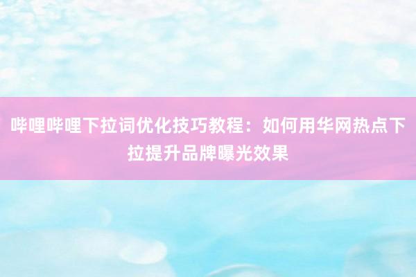 哔哩哔哩下拉词优化技巧教程：如何用华网热点下拉提升品牌曝光效果