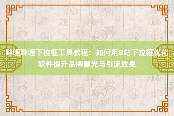 哔哩哔哩下拉框工具教程：如何用B站下拉框优化软件提升品牌曝光与引流效果