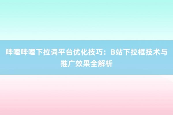 哔哩哔哩下拉词平台优化技巧：B站下拉框技术与推广效果全解析