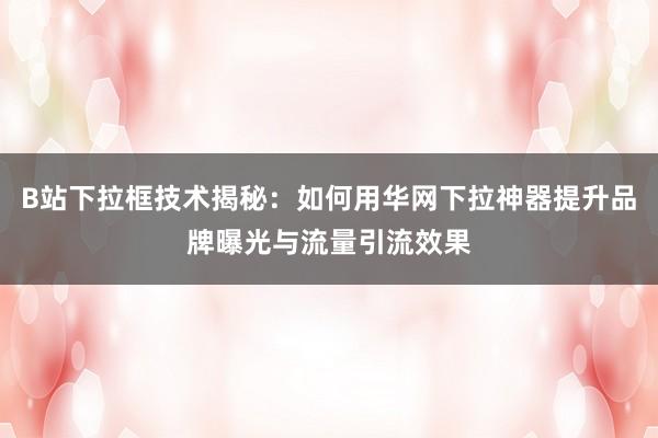 B站下拉框技术揭秘：如何用华网下拉神器提升品牌曝光与流量引流效果