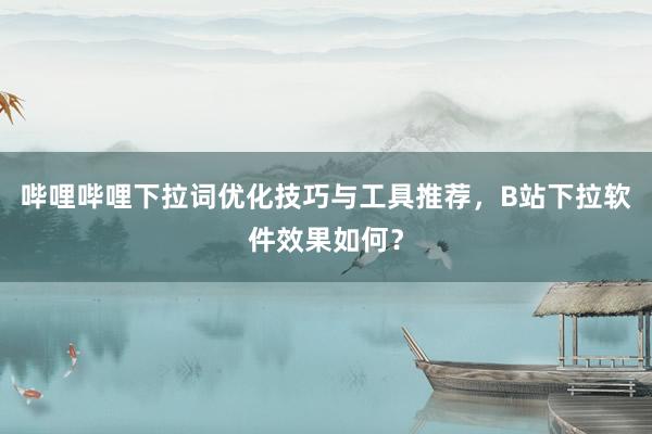 哔哩哔哩下拉词优化技巧与工具推荐，B站下拉软件效果如何？