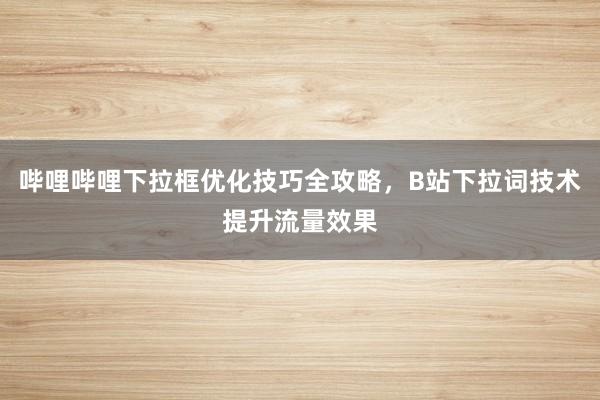 哔哩哔哩下拉框优化技巧全攻略，B站下拉词技术提升流量效果