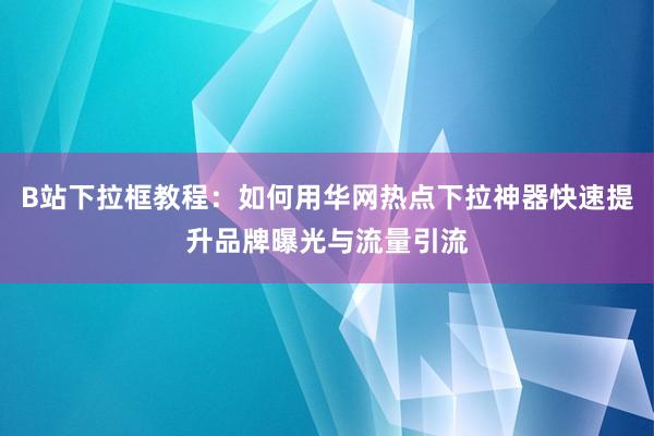 B站下拉框教程：如何用华网热点下拉神器快速提升品牌曝光与流量引流