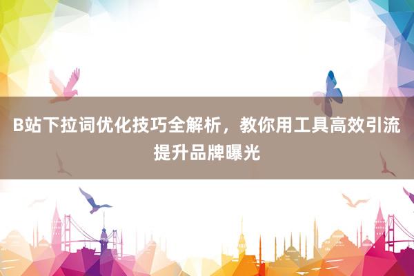 B站下拉词优化技巧全解析，教你用工具高效引流提升品牌曝光