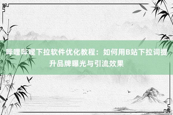 哔哩哔哩下拉软件优化教程：如何用B站下拉词提升品牌曝光与引流效果