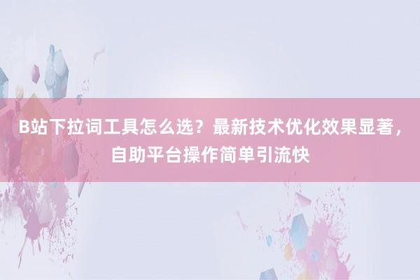 B站下拉词工具怎么选？最新技术优化效果显著，自助平台操作简单引流快