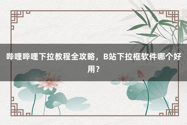 哔哩哔哩下拉教程全攻略，B站下拉框软件哪个好用？