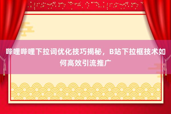 哔哩哔哩下拉词优化技巧揭秘，B站下拉框技术如何高效引流推广