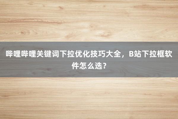 哔哩哔哩关键词下拉优化技巧大全，B站下拉框软件怎么选？