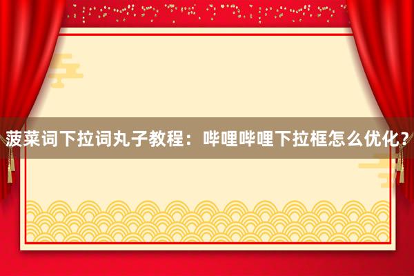 菠菜词下拉词丸子教程：哔哩哔哩下拉框怎么优化？