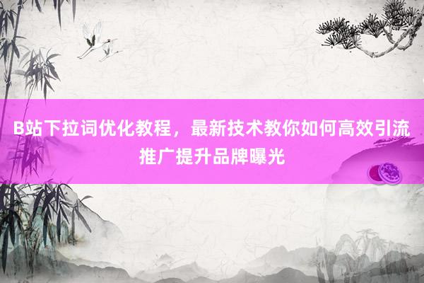 B站下拉词优化教程，最新技术教你如何高效引流推广提升品牌曝光