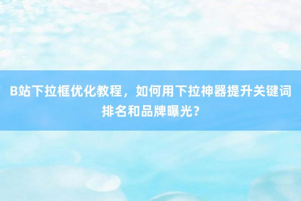 B站下拉框优化教程，如何用下拉神器提升关键词排名和品牌曝光？