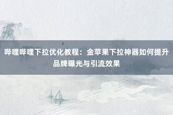 哔哩哔哩下拉优化教程：金苹果下拉神器如何提升品牌曝光与引流效果