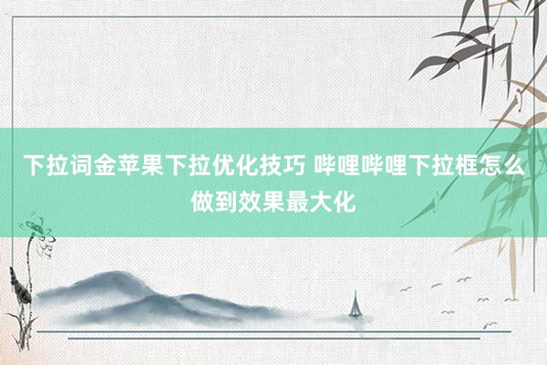 下拉词金苹果下拉优化技巧 哔哩哔哩下拉框怎么做到效果最大化