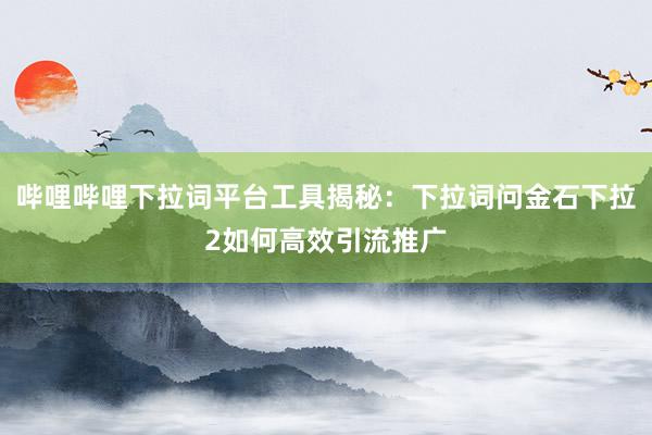 哔哩哔哩下拉词平台工具揭秘：下拉词问金石下拉2如何高效引流推广