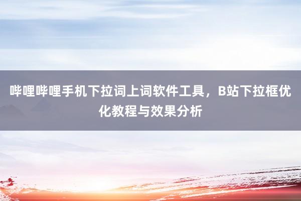哔哩哔哩手机下拉词上词软件工具，B站下拉框优化教程与效果分析