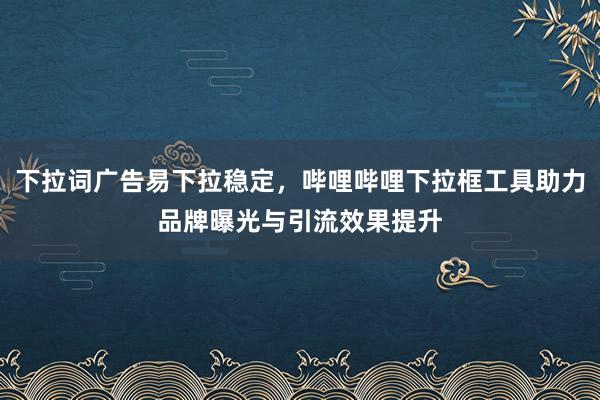下拉词广告易下拉稳定，哔哩哔哩下拉框工具助力品牌曝光与引流效果提升