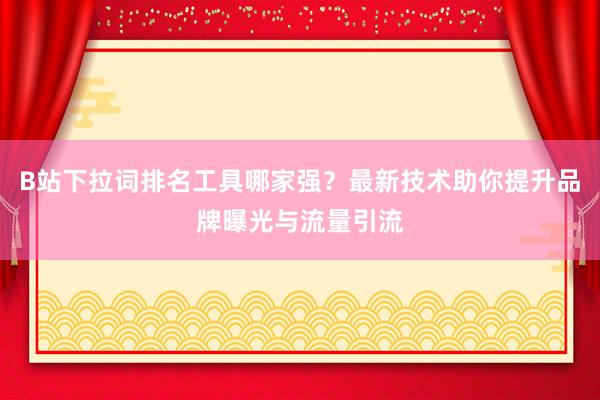B站下拉词排名工具哪家强？最新技术助你提升品牌曝光与流量引流