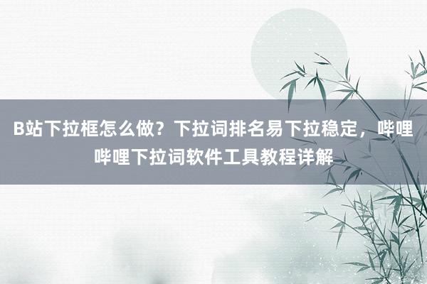 B站下拉框怎么做？下拉词排名易下拉稳定，哔哩哔哩下拉词软件工具教程详解
