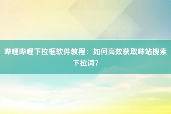 哔哩哔哩下拉框软件教程：如何高效获取哔站搜索下拉词？