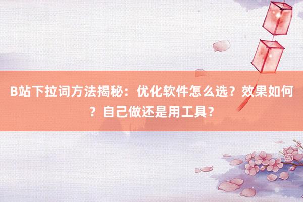B站下拉词方法揭秘：优化软件怎么选？效果如何？自己做还是用工具？