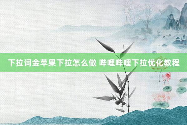 下拉词金苹果下拉怎么做 哔哩哔哩下拉优化教程