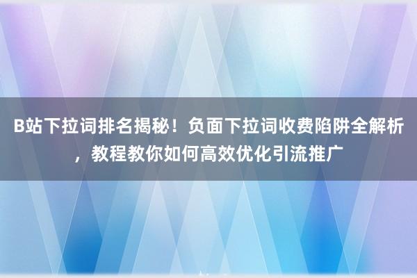 B站下拉词排名揭秘！负面下拉词收费陷阱全解析，教程教你如何高效优化引流推广