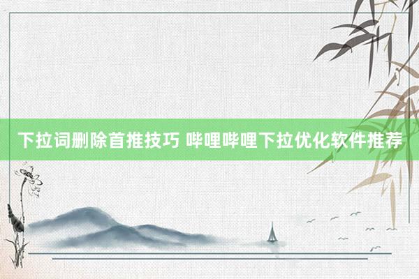 下拉词删除首推技巧 哔哩哔哩下拉优化软件推荐