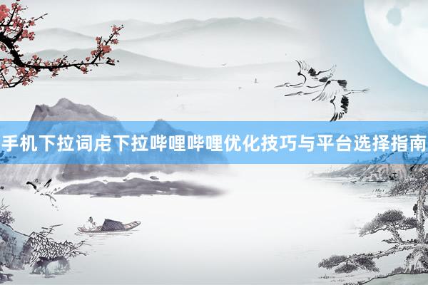 手机下拉词虍下拉哔哩哔哩优化技巧与平台选择指南