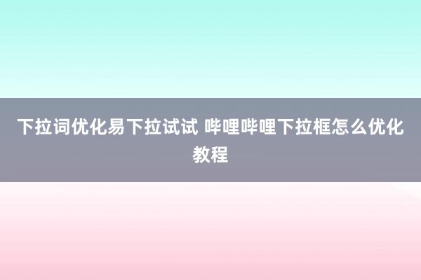 下拉词优化易下拉试试 哔哩哔哩下拉框怎么优化教程