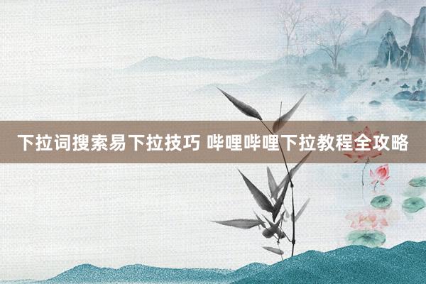 下拉词搜索易下拉技巧 哔哩哔哩下拉教程全攻略