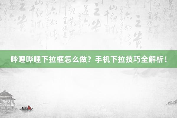 哔哩哔哩下拉框怎么做？手机下拉技巧全解析！