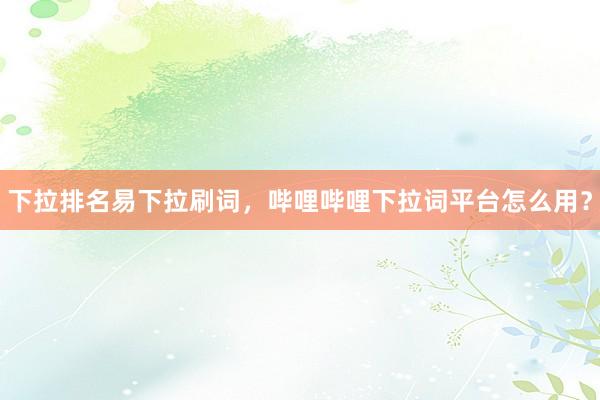 下拉排名易下拉刷词，哔哩哔哩下拉词平台怎么用？