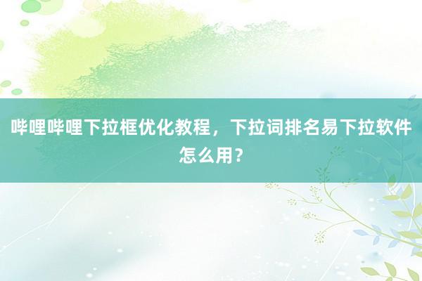 哔哩哔哩下拉框优化教程，下拉词排名易下拉软件怎么用？