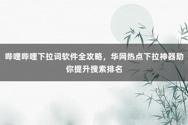 哔哩哔哩下拉词软件全攻略，华网热点下拉神器助你提升搜索排名