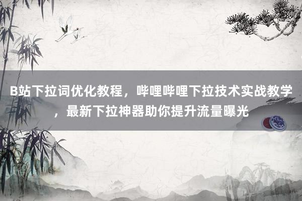 B站下拉词优化教程，哔哩哔哩下拉技术实战教学，最新下拉神器助你提升流量曝光