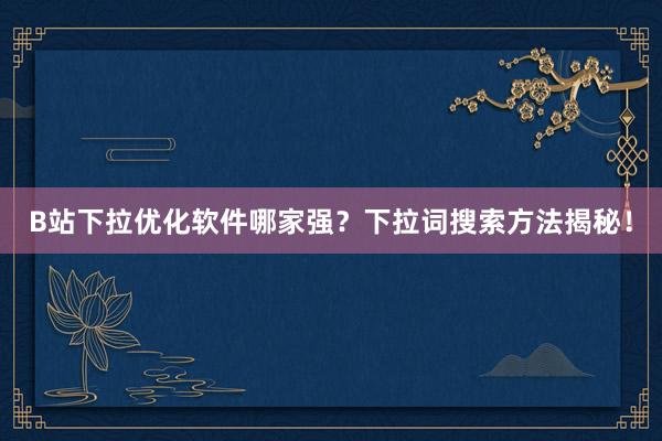B站下拉优化软件哪家强？下拉词搜索方法揭秘！