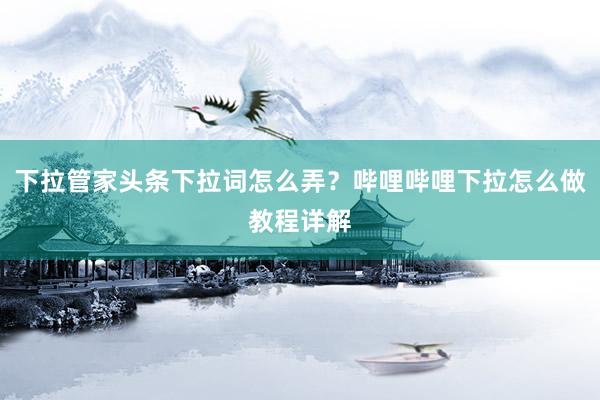 下拉管家头条下拉词怎么弄？哔哩哔哩下拉怎么做教程详解