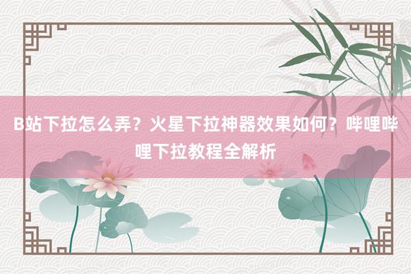 B站下拉怎么弄？火星下拉神器效果如何？哔哩哔哩下拉教程全解析