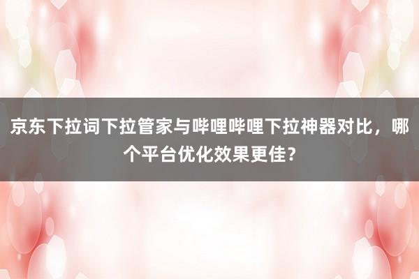 京东下拉词下拉管家与哔哩哔哩下拉神器对比，哪个平台优化效果更佳？