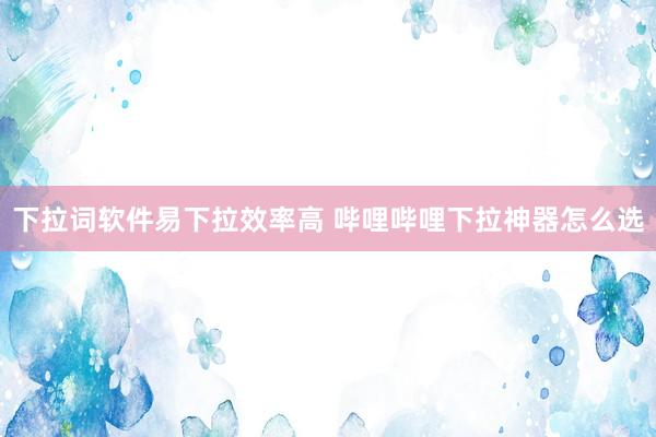 下拉词软件易下拉效率高 哔哩哔哩下拉神器怎么选